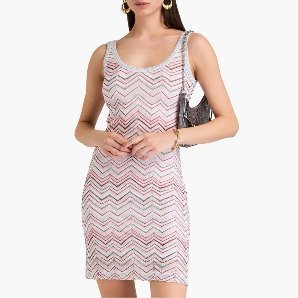 New Missoni Knit Chevron Sequin Mini Dress Tank 2025 Womens Small 40 - Picture 13 of 17